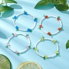 4Pcs 4 Colors Leaf Transparent Acrylic Charms Bracelets for Women BJEW-TA00579-1