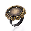 Adjustable Flower Alloy & Iron Bezel Cup Ring Base with Rotatable Tray MAK-T012-07AB-1