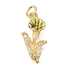 Brass Micro Pave Clear Cubic Zirconia Pendants CU-G605-18G-04-1