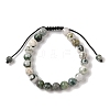 8mm Round Natural Tree Agate Braided Bead Bracelets BJEW-C067-01B-01-2