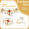 1Pc Alloy Coin Red Flower Waist Belly Chains for Dancer AJEW-GF0015-05-2
