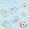 4Pcs 2 Colors Brass Micro Pave Clear Cubic Zirconia Screw Carabiner Lock Charms FIND-UN0004-44-4