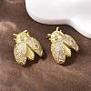 Brass Micro Pave Clear Cubic Zirconia Stud Earrings EJEW-F400-03A-G-5