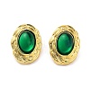 Rack Plating Oval Brass Stud Earrings EJEW-M029-06G-02-1