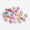 Mixed Color Round Chunky Bubblegum AB Color Wave Printed Acrylic Beads X-MACR-Q151B-M-2