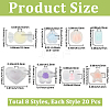 160Pcs 8 Styles Frosted Transparent Acrylic Beads OACR-PA0002-09-2