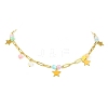 304 Stainless Steel Paperclip Chain Star Pendant Necklaces with Dyed Natural Selenite Beads for Women NJEW-JN06251-03-2