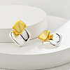 Brass Rhombus Stud Earrings for Women LS-EJEW-A121-14-1
