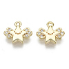 Brass Micro Pave Clear Cubic Zirconia Charms KK-S348-549-NF-1