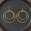 Electroplated 304 Stainless Steel Flat Round Dangle Earrings EJEW-Z129-09G-1