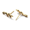 Rack Plating Brass Snake Stud Earrings with Cubic Zirconia EJEW-D061-62G-2