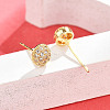 Flat Round Brass Micro Pave Clear Cubic Zirconia Stud Earrings EJEW-H162-05G-2