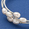 Three-Loops Brass & Natural Freshwater Pearl Beaded Wrap Bracelets for Women BJEW-F470-04S-01-3