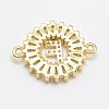 Brass Micro Pave Cubic Zirconia Links ZIRC-G114-F-G-NR-2