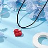 3D Heart Glass Seed Beads Pendant Necklaces NJEW-MZ00046-03-2