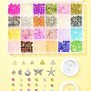 DIY Round Glass Imitation Opalite Beads & Alloy Pendants Bracelets Making Kits DIY-FS0006-39-8