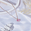 1Pc Hot Pink Heart Zinc Alloy Glass Pendant Box Chain Necklaces for Women NJEW-LP0004-20-3