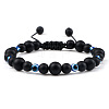 Frosted Round Natural Obsidian Braided Beaded Bracelets XM7085-1-1