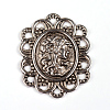 Tibetan Style Alloy Flower Cabochons PALLOY-ZN48548-AS-RS-1