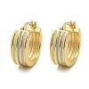 Stripe Brass Enamel Hoop Earrings EJEW-M082-02PG-2