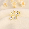 Heart Brass Clear Cubic Zirconia Hoop Earrings FS-WG767CD-01-1
