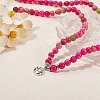 Natural White Jade Round Beaded Wrap Bracelet with Alloy Ohm/Aum Lotus AJEW-PH00503-02-6