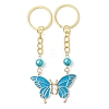 5 Pairs 5 Colors Butterfly Alloy Enamel Keychains KEYC-JKC00712-4