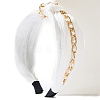 Imitation Pearls Chain Decor Pleated Cloth Headbands PW-WGBFABE-05-1