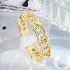 Brass Micro Pave Clear Cubic Zirconia Open Cuff Rings for Women RJEW-R011-06G-01-1