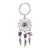 Woven Net/Web with Feather Alloy Gemstone Keychain KEYC-JKC00965-4