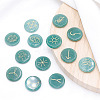 13Pcs Flat Round Carved Natural Green Aventurine Rune Stones PW-WG5B00E-01-1