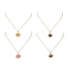 4Pcs 4 Styles Natural Labradorite & Yellow Hematoid Quartz & Amethyst & Dyed Green Jade Copper Wire Wrapped Planet Pendant Brass Cable Chain Necklaces for Women NJEW-TA00260-2