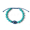 Synthetic Turquoise Evil Eye Braided Beaded Bracelets PW-WGB8668-01-1