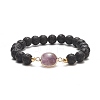 7Pcs 7 Sytle Natural Mixed Gemstone Square & Round Beaded Stretch Bracelets Set for Women BJEW-JB09939-5