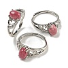 Oval Natural Rhodonite Adjustable Rings RJEW-Q818-01P-04B-1