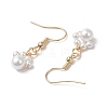 Round Shell Pearl Beads Dangle Earrings EJEW-JE06318-03-4