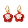 Brass Micro Pave Clear Cubic Zirconia with Enamel Charms CU-K002-53G-A-1