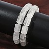 Column Natural Quartz Crystal Rock Crystal Beads Stretch Bracelets for Women Men BJEW-A148-01A-27-1