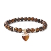 Natural Tiger Eye Round Beaded Stretch Bracelets BJEW-JB09727-04-1