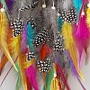 Natural Mixed Stone Chips & Woven Net/Web with Feather Hanging Ornaments HJEW-A013-03B-3