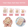 Craftdady 400Pcs 4 Style Natural Wooden Beads WOOD-CD0001-14-12