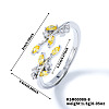 Exquisite Brass Cubic Zirconia Willow Leaf Cuff Rings for Women UN6923-8-1