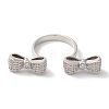Bowknot Brass Micro Pave Clear Cubic Zirconia Open Cuff Rings for Women LS-RJEW-C098-15P-2