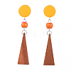 Pear Wood Dangle Earrings EJEW-JE03468-04-1