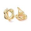 Brass Wire Wrap Hoop Earring Findings with Latch Back Closure KK-G420-16G-2