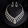 Alloy Crystal Rhinestone Chain Necklaces & Stud Dangle Earrings Sets FS-WG4CE3B-01-1