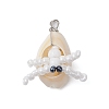 Natural Cowrie Shell & Glass Seed Beads Pendants PALLOY-MZ00323-3