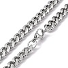 Non-Tarnish 201 Stainless Steel Cuban Link Chain Necklace with 304 Stainless Steel Clasps for Men Women NJEW-M194-01C-P-3