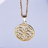201 Stainless Steel Flat Round with Viking Knot Pendant Necklaces for Women Men FS-WGDB207-02-1
