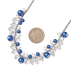 Round Glass Beaded Bib 304 Stainless Steel Rolo Chain Necklaces NJEW-JN05359-01-4